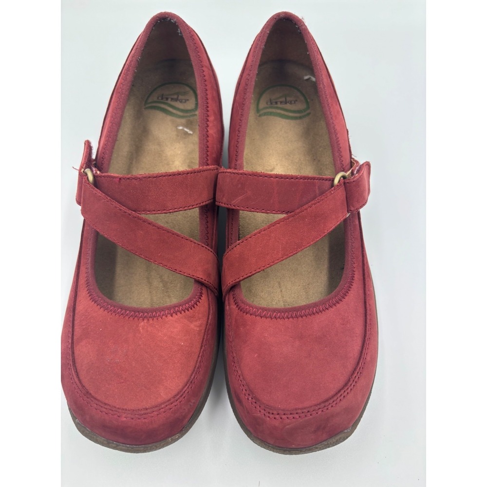 DANSKO Kiki Womens Sz EU 40 US 9-9.5Brick Red Nubuck Cross Strap Mary Jane Shoe